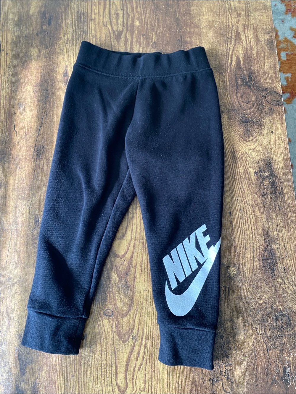 Nike Black Joggers with Large White Logo - Kids